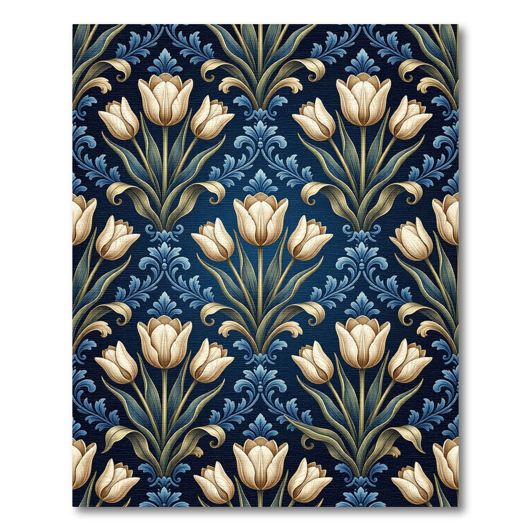 Antique Cream Tulip Damask Rug