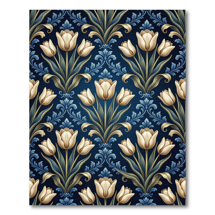 Antique Cream Tulip Damask Rug
