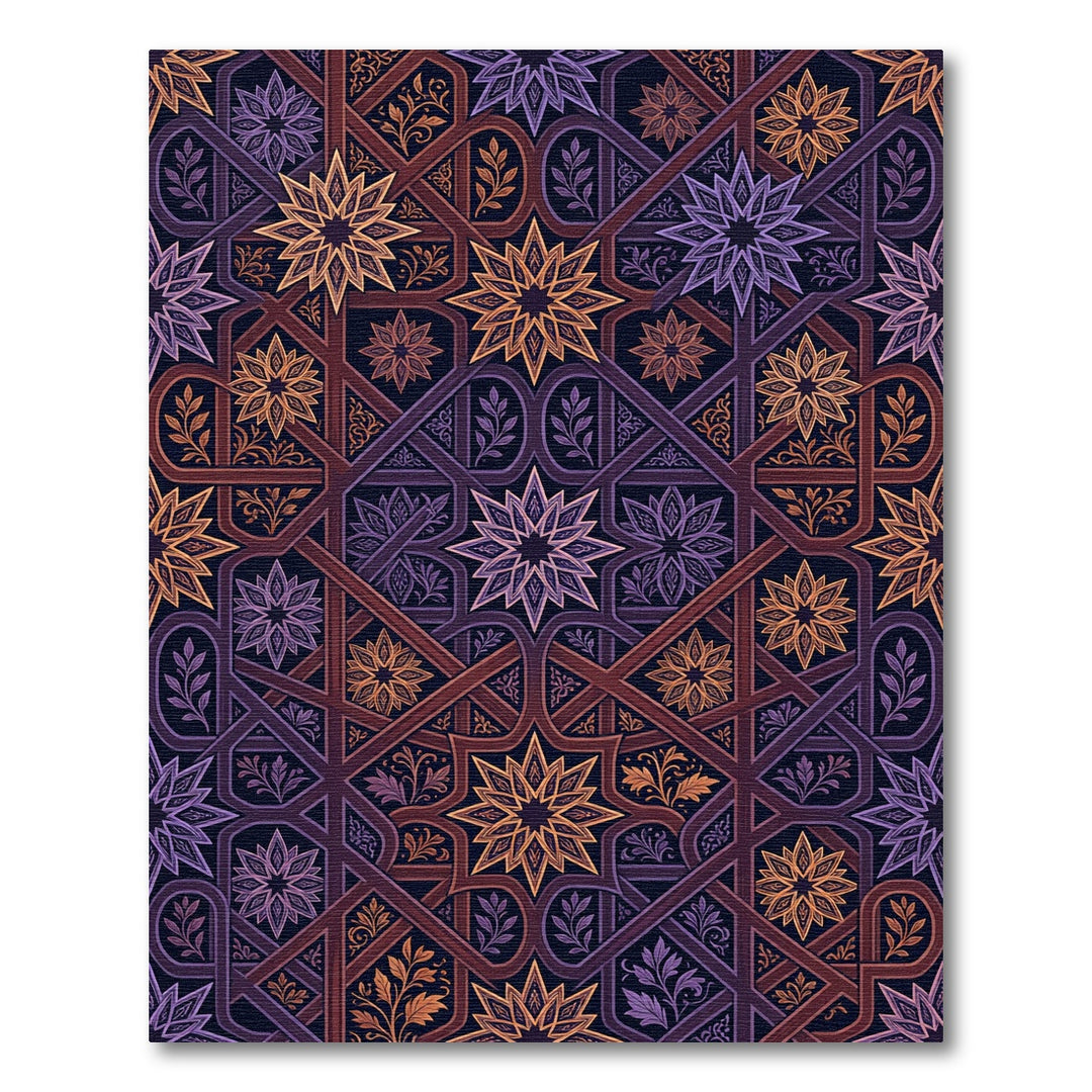 Intricate Interlocking Geometric Star Medallion Rug