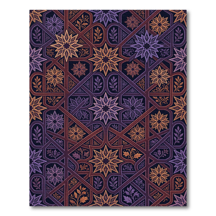 Intricate Interlocking Geometric Star Medallion Rug