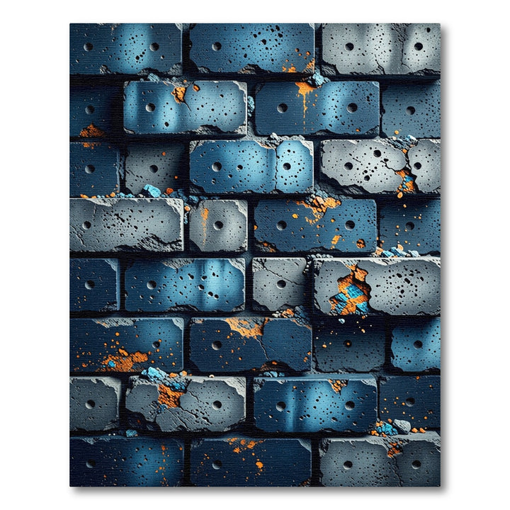 Deep Blue Concrete Brick Texture Rug