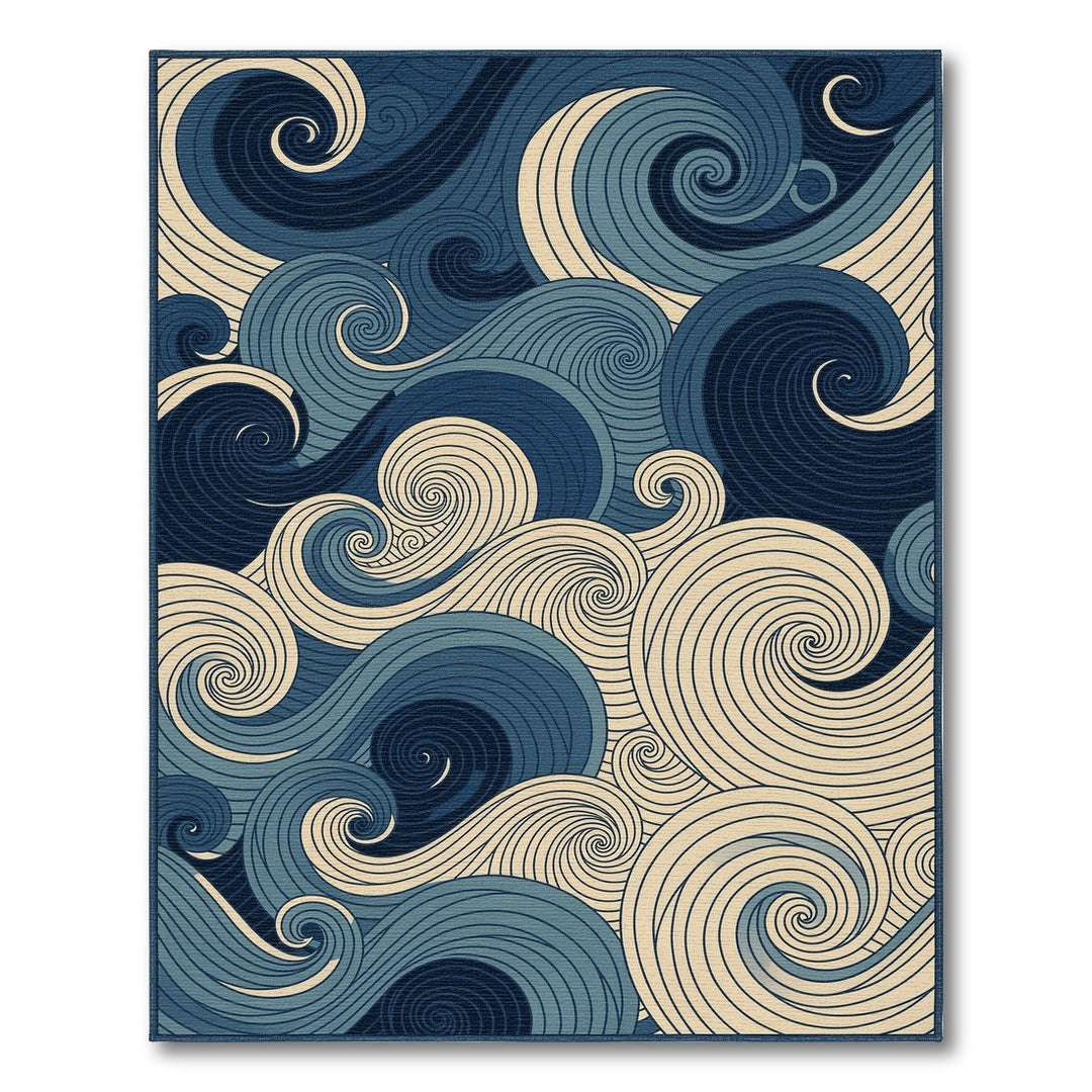 Blue Swirl Abstract Area Rug