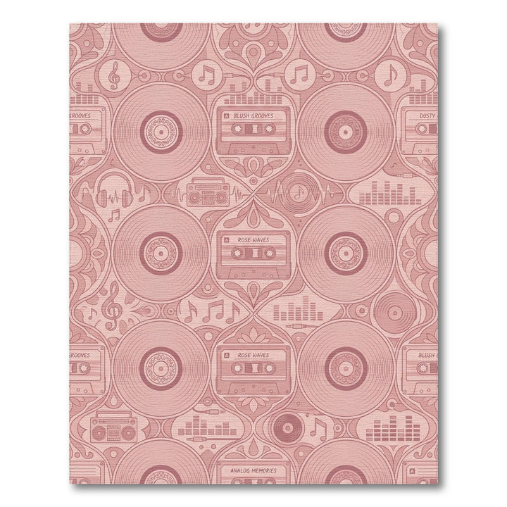 Retro Cassette Tape Vinyl Record Collection Rug