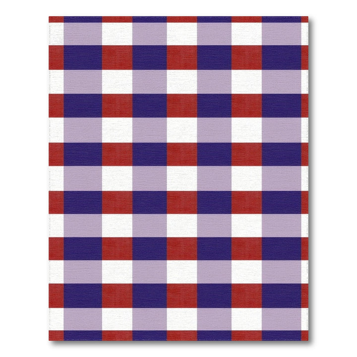 Red Blue Checkered Washable Area Rug