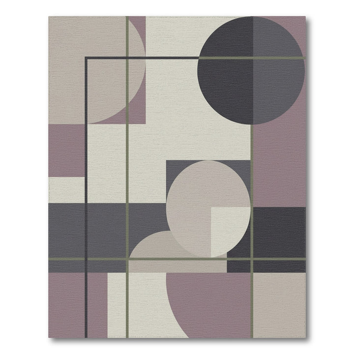 Muted Plum Geometric Abstract Circles Rug