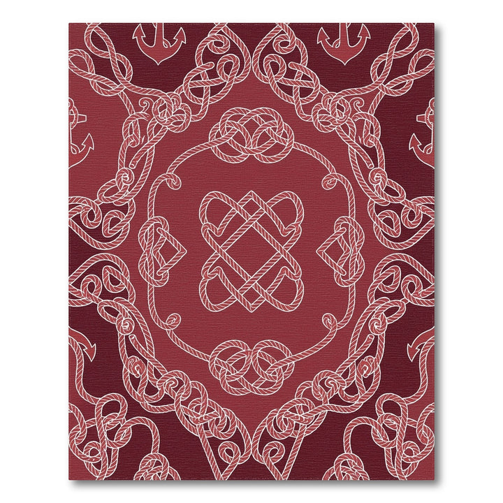 Crimson Nautical Rope Mandala Rug
