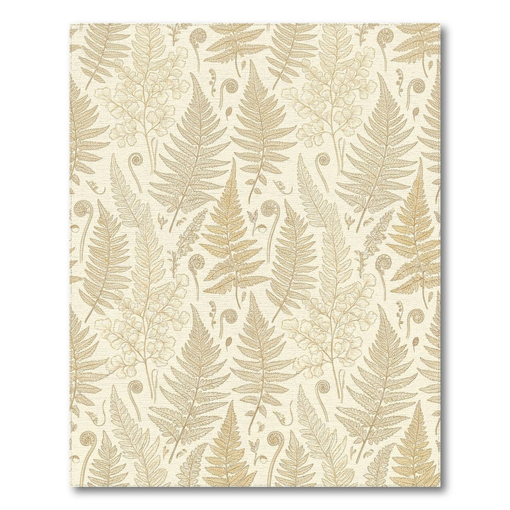 Golden Beige Fern Foliage Repeat Rug