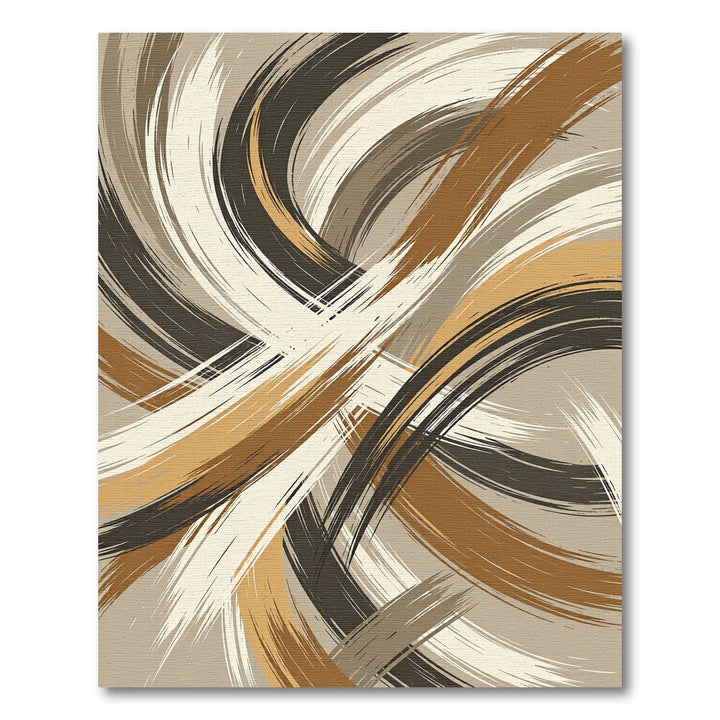 Abstract Brown Swirl Brushstrokes Rug
