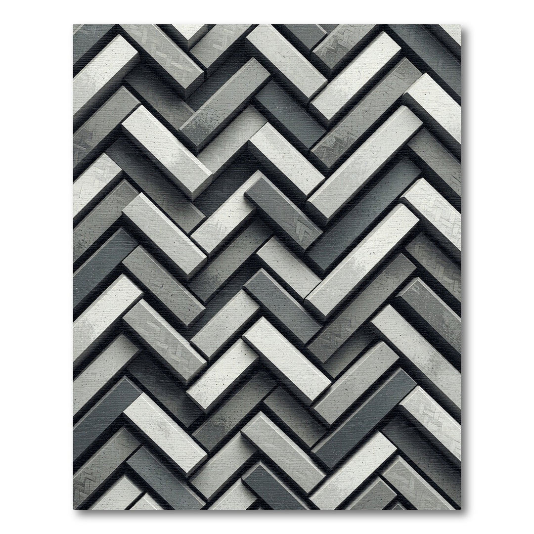 Monochromatic Herringbone Stone Texture Rug