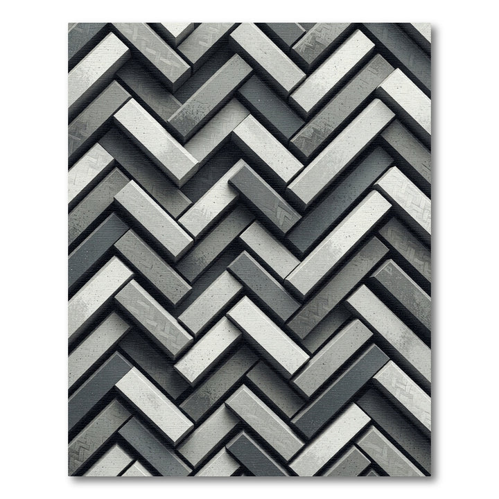 Monochromatic Herringbone Stone Texture Rug