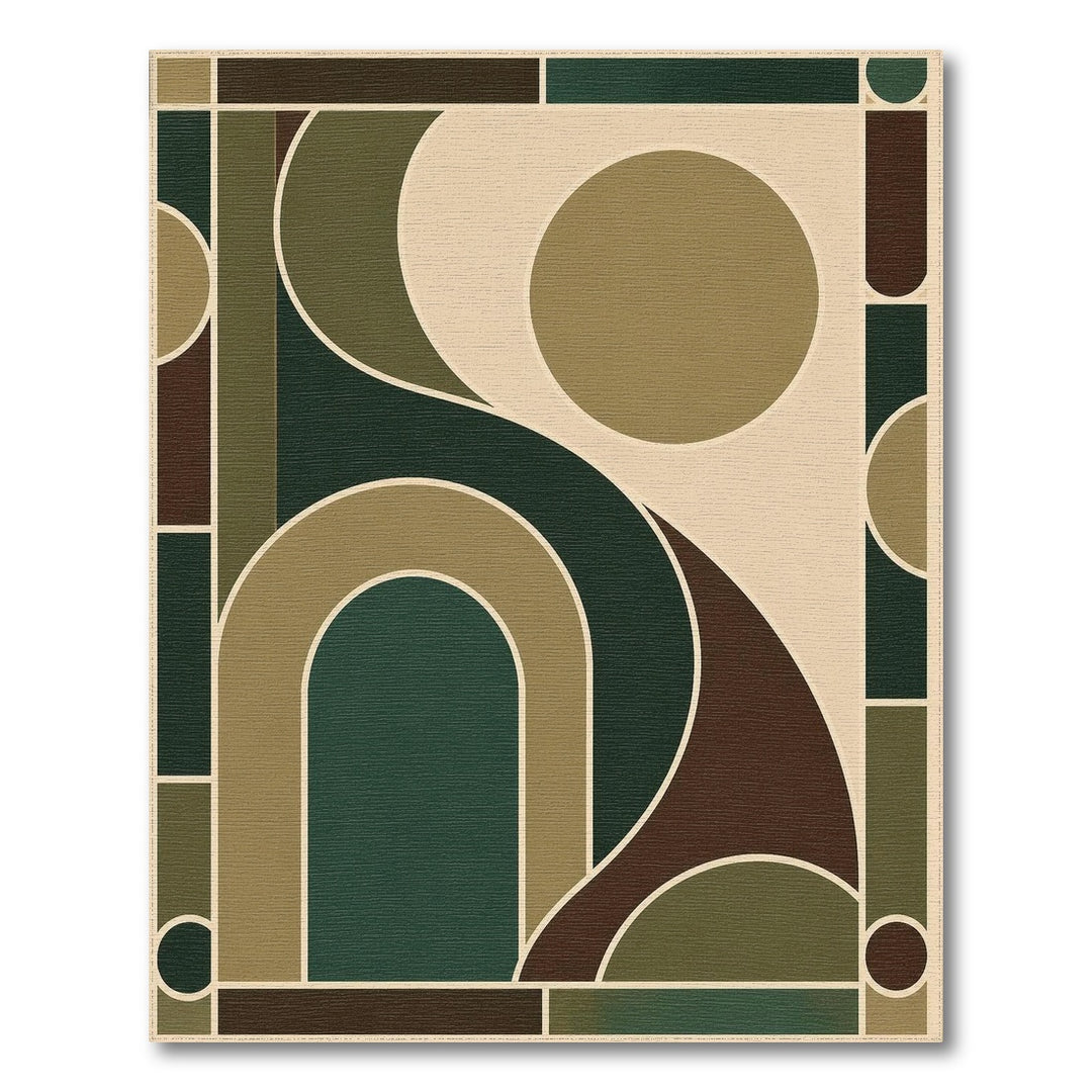 Green Geometric Arch Area Rug