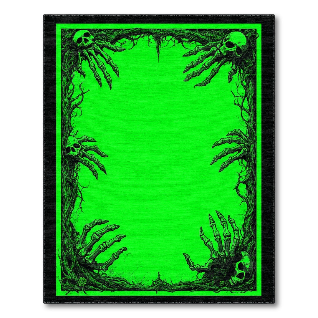 Neon Green Gothic Skeleton Area Rug