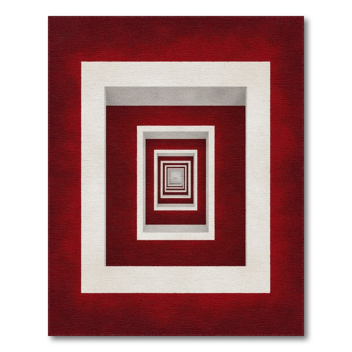 Red Geometric Frame Area Rug