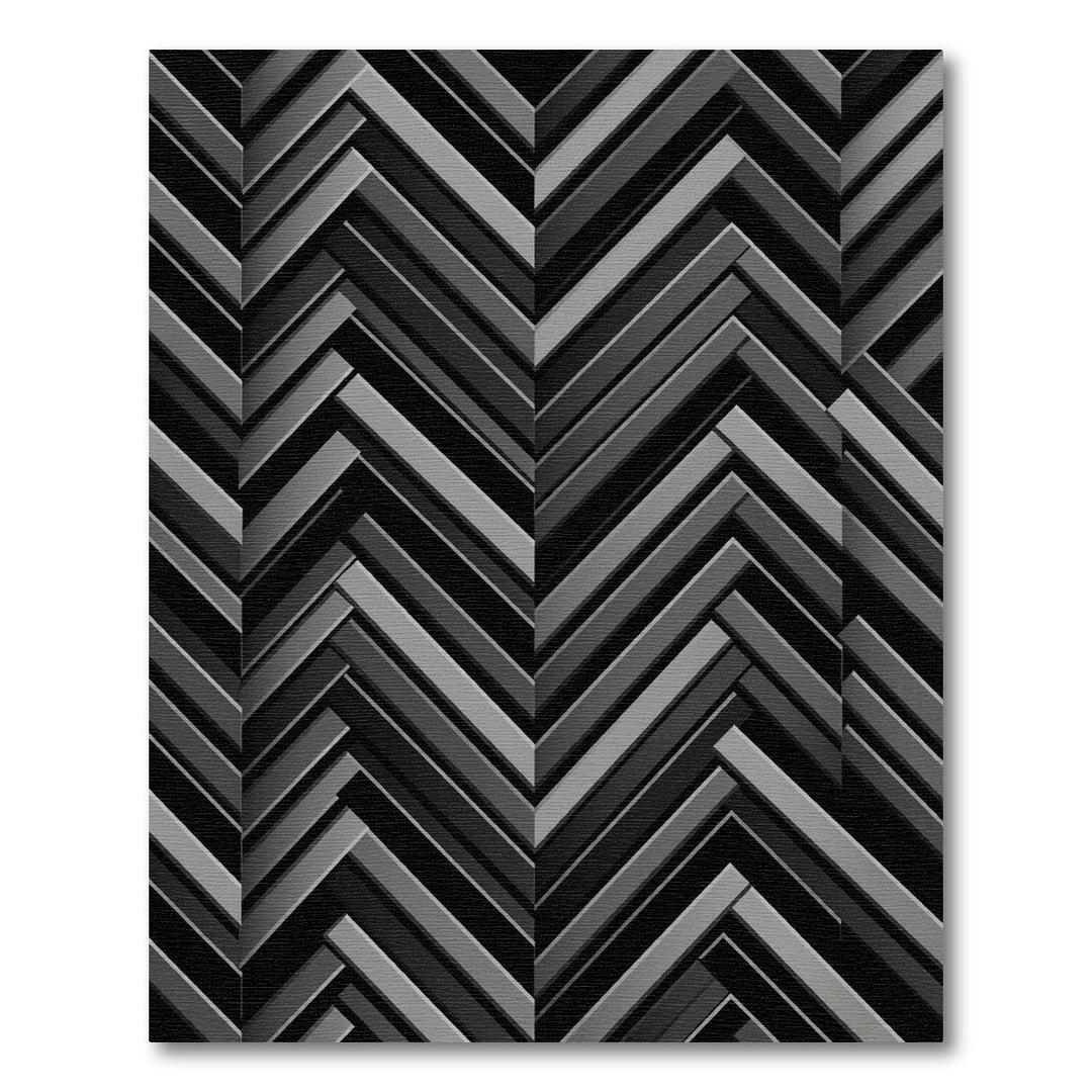 Monochromatic Gray Herringbone Chevron Rug