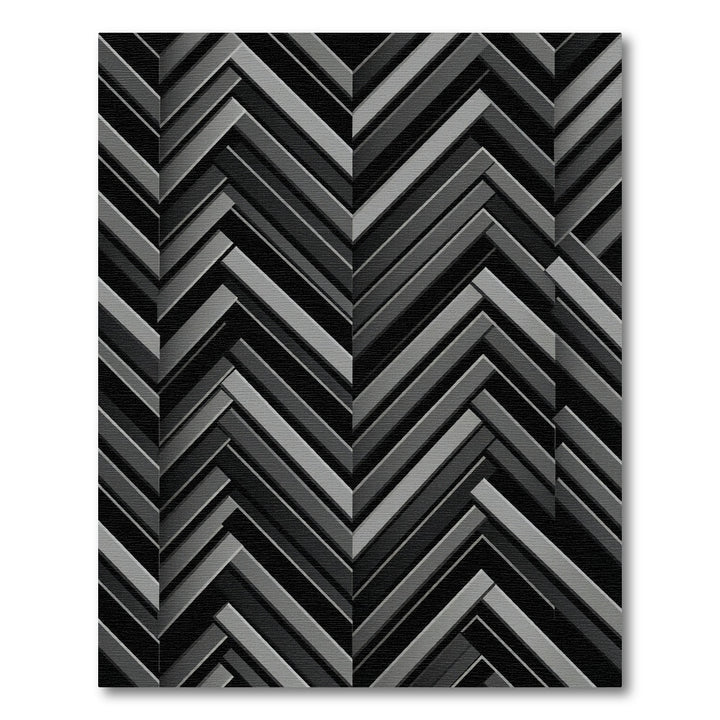 Monochromatic Gray Herringbone Chevron Rug