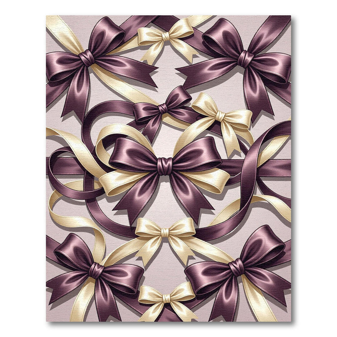 Rich Plum Bows Cream Ribbon Rug