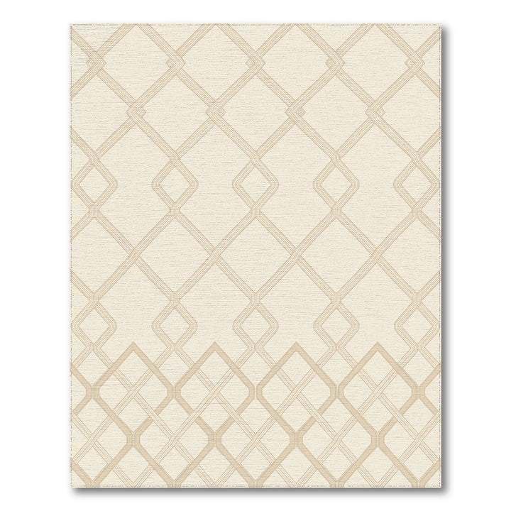 Cream Geometric Interlocking Lattice Rug