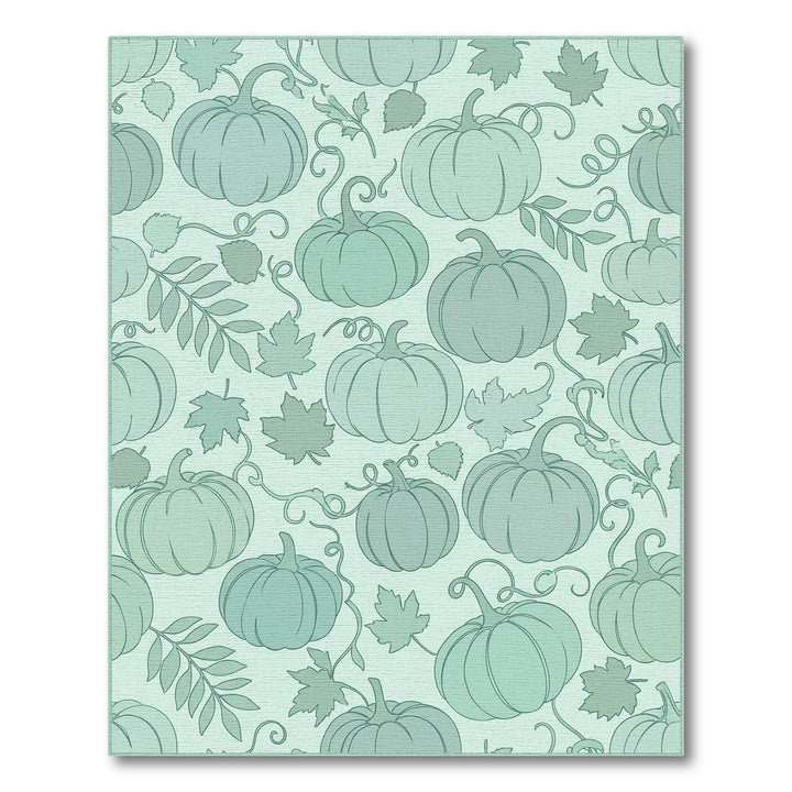 Coastal Teal Pumpkin Autumn Field Rug