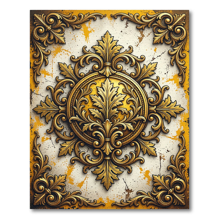Golden Baroque Flourish Rug