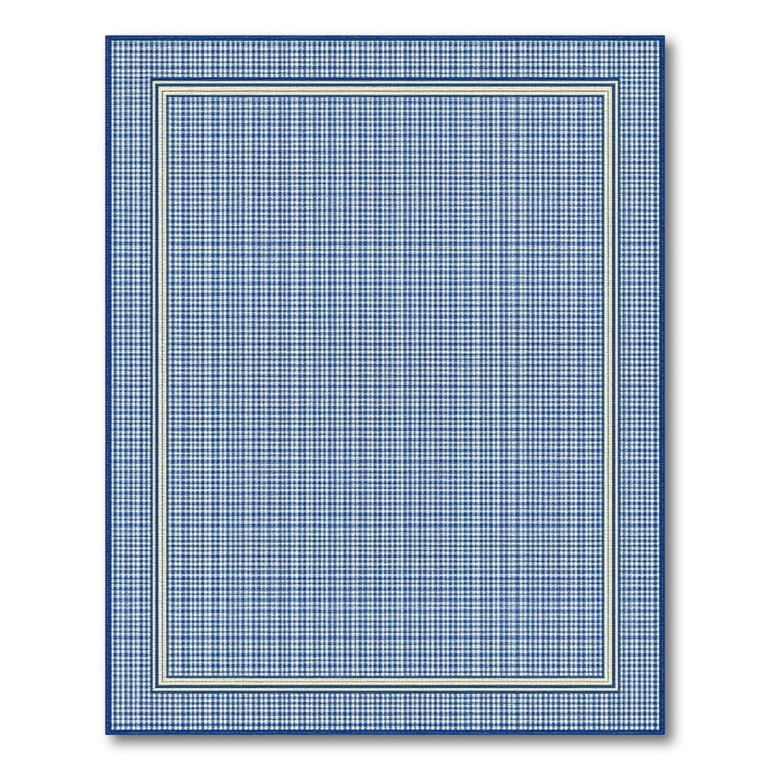 Blue Gingham Checkered Geometric Modern Area Rug
