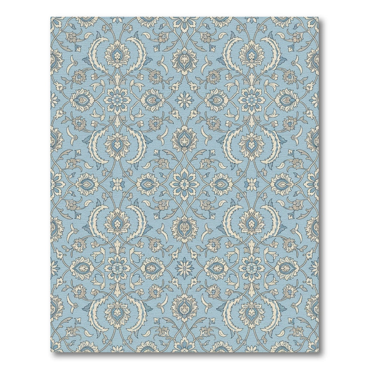 Light Blue Floral Arabesque Medallion Rug