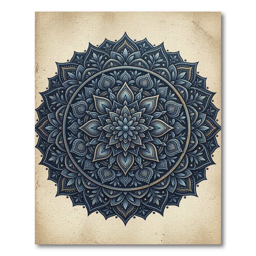 Dark Blue Intricate Mandala Rug