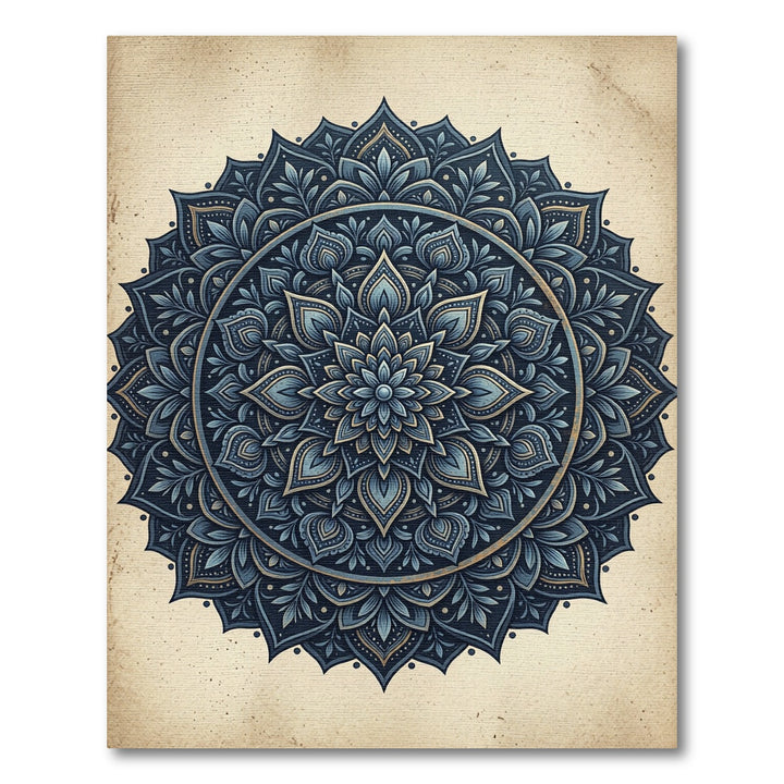 Dark Blue Intricate Mandala Rug
