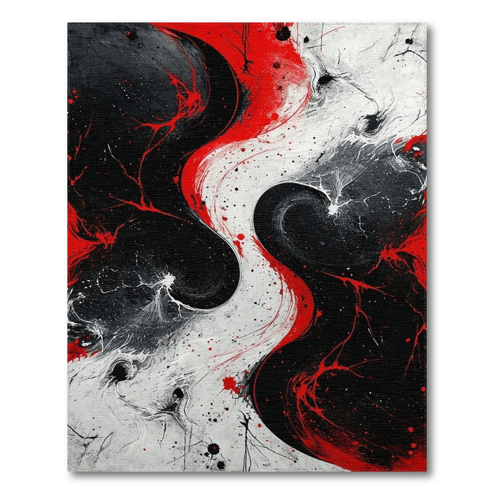 Bold Red Black Swirl Abstract Area Rug