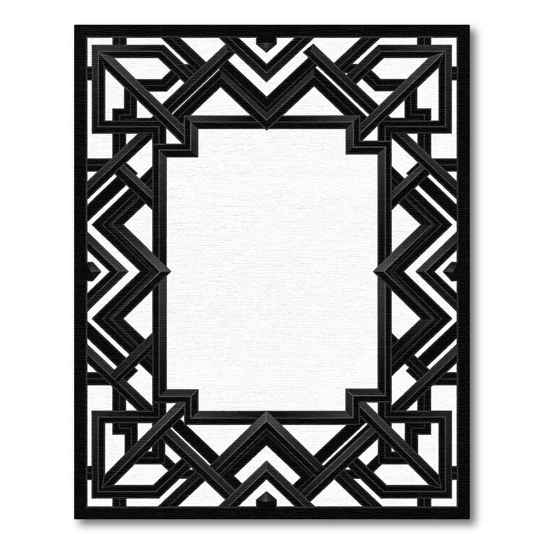 Geometric Art Deco Black Frame Rug