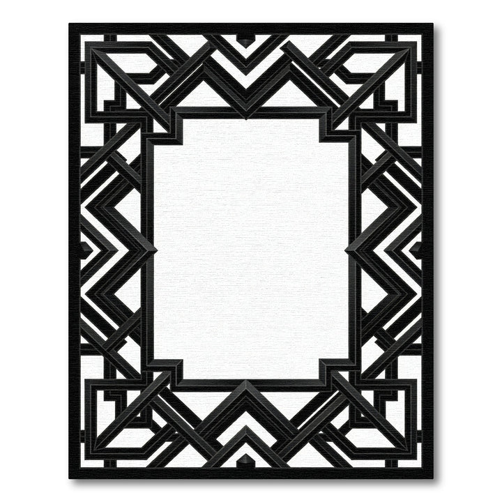 Geometric Art Deco Black Frame Rug