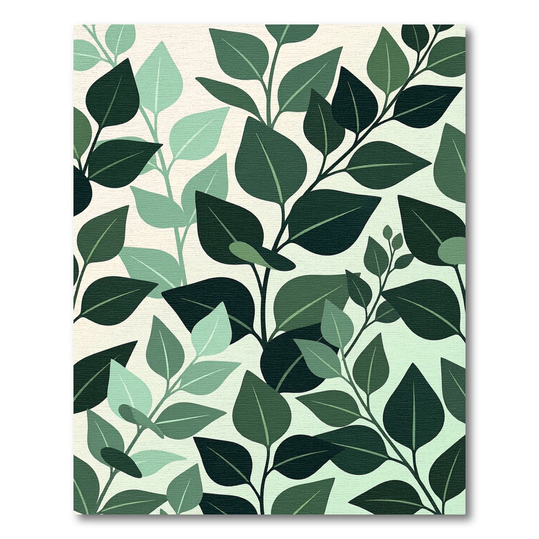 Deep Green Branch Leaf Composition Rug