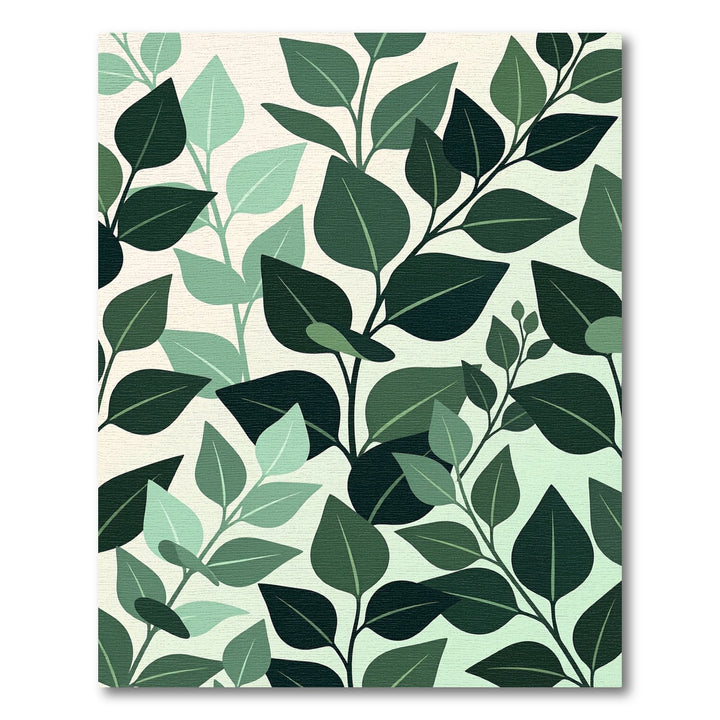 Deep Green Branch Leaf Composition Rug
