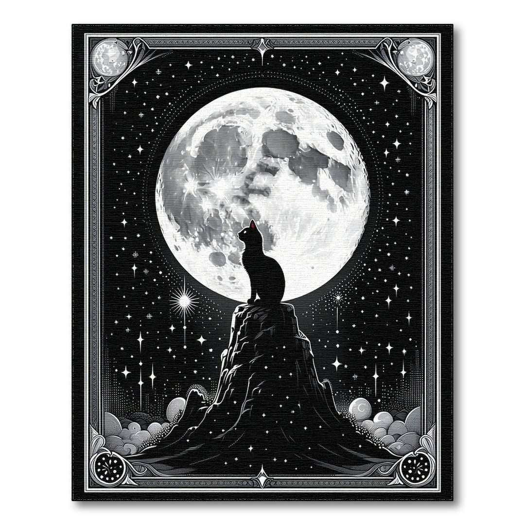 Moonlit Cat Silhouette Area Rug