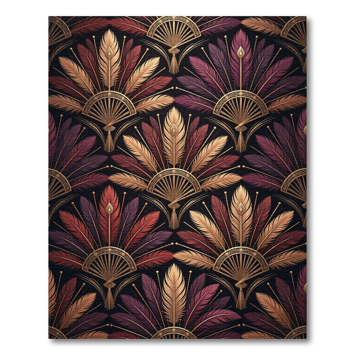 Art Deco Golden Plum Feather Fan Rug