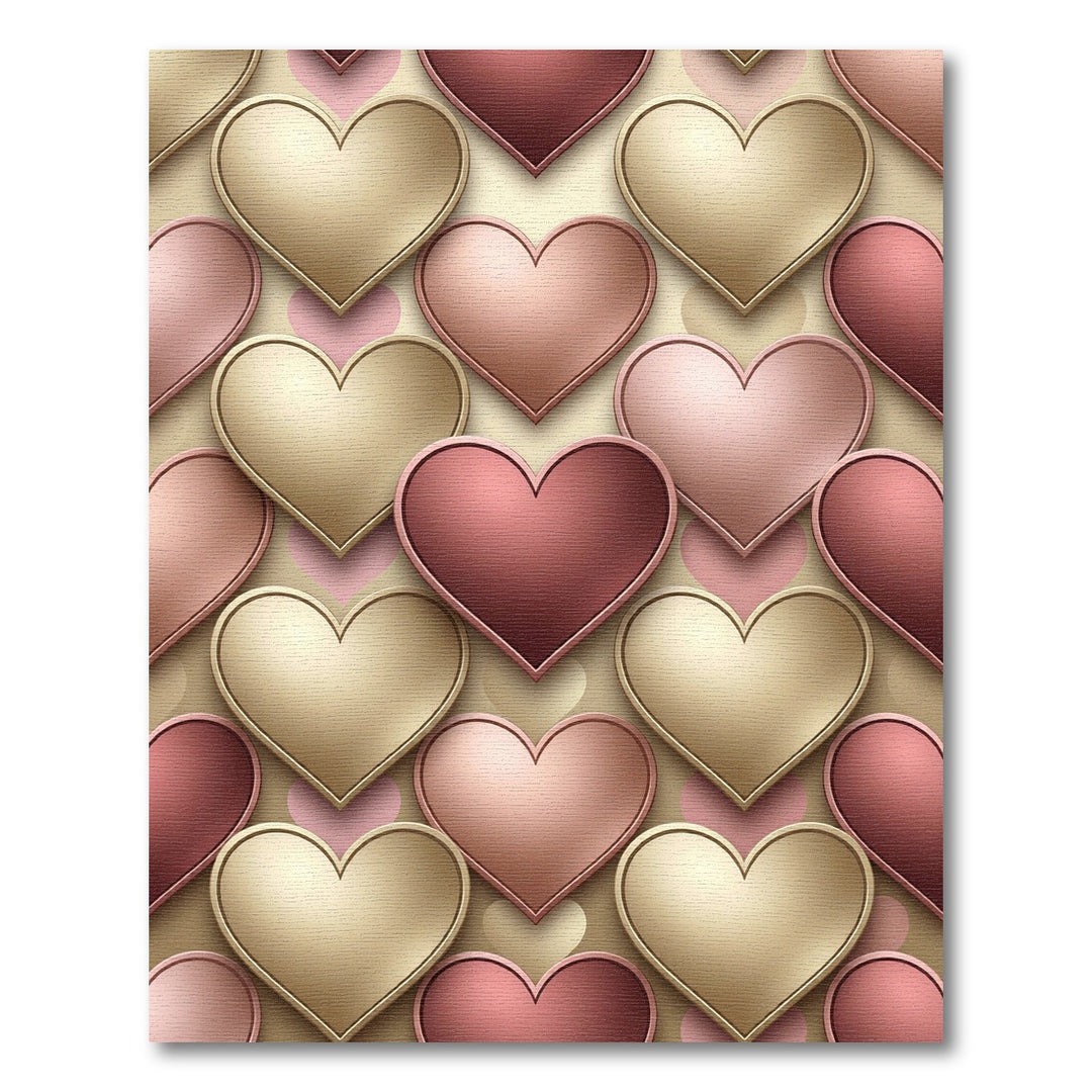 Elegant Gold Rose Hearts Rug