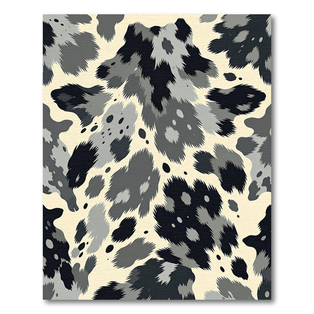 Shaggy Black Gray Dalmatian Spots Rug