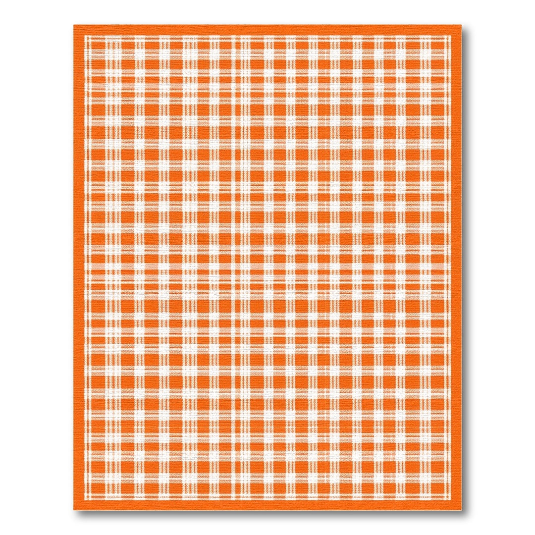 Orange Geometric Modern Orange Checkered Washable Area Rug