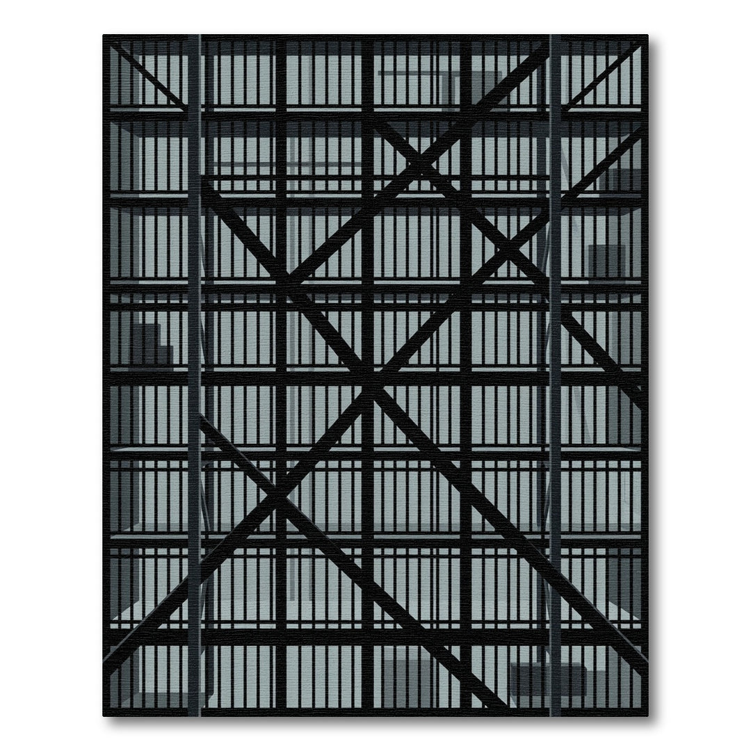 Modern Black Intersecting Lines Rug