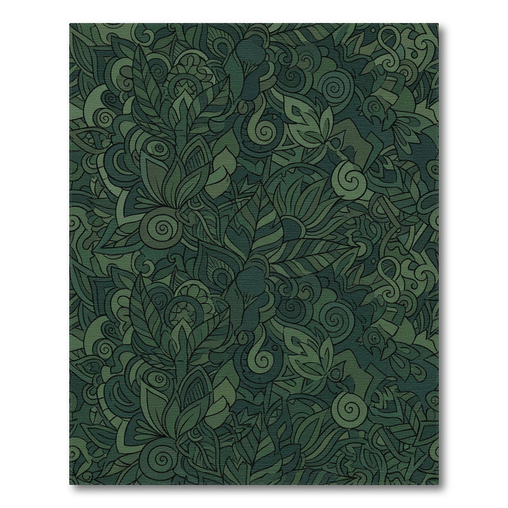 Earthy Green Lush Botanical Swirl Rug