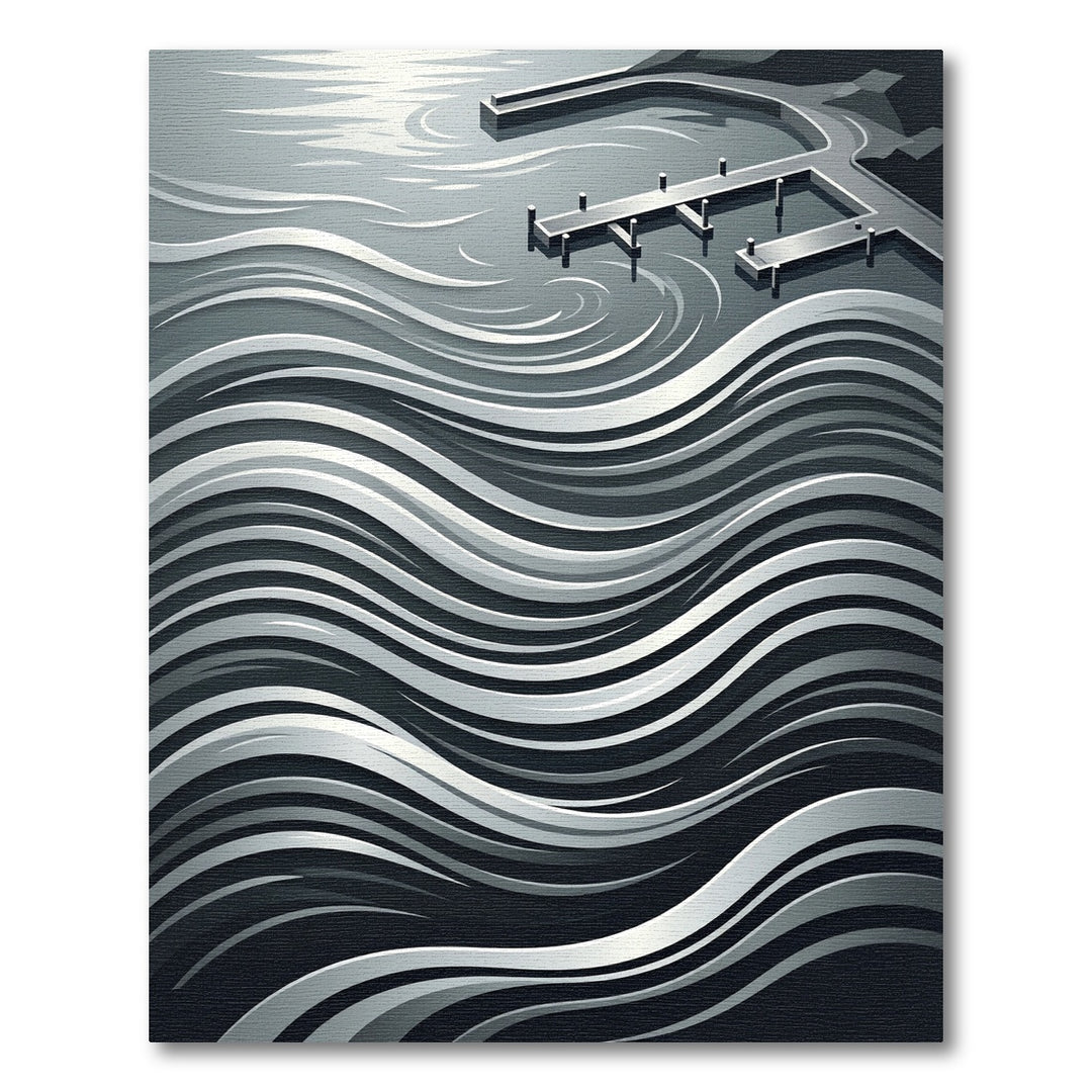 Monochromatic Abstract Water Dock Rug