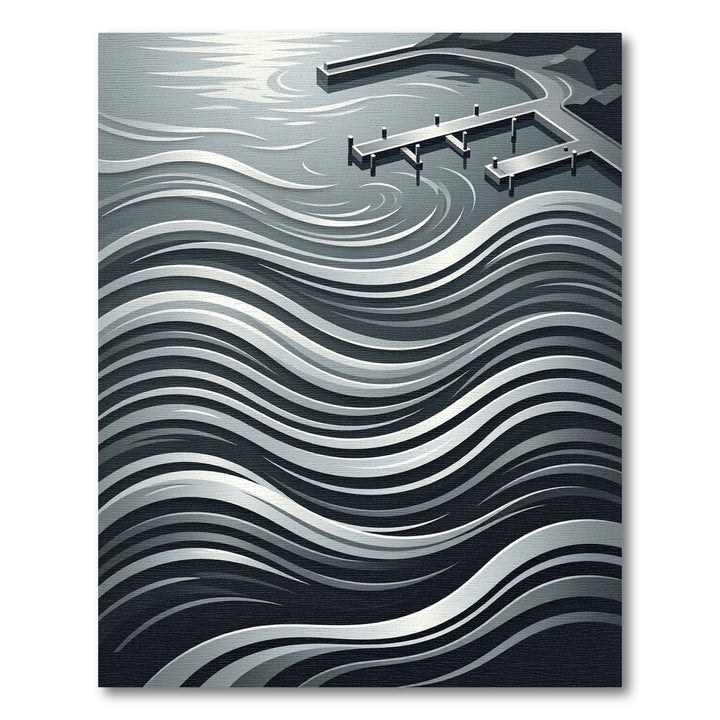 Monochromatic Abstract Water Dock Rug