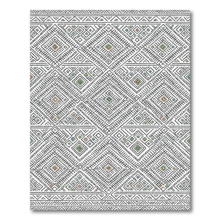 Black White Heritage Tribal Area Rug