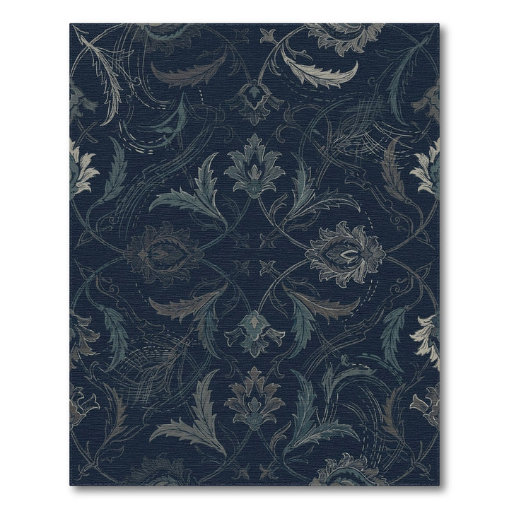 Antique Blue Floral Vine Tapestry Rug