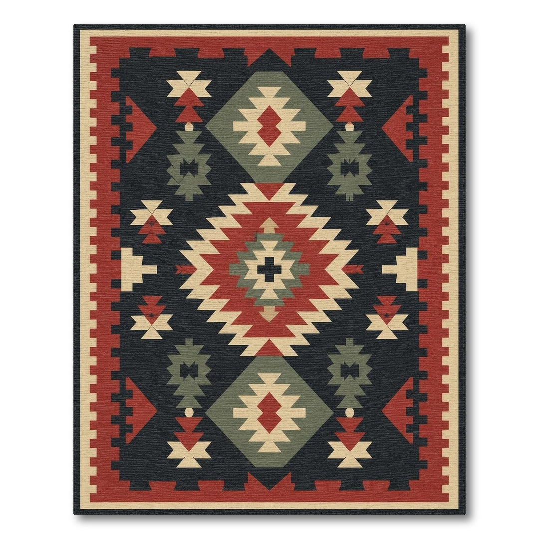 Multi-color and Patterns Red Tribal Geometric Area Rug