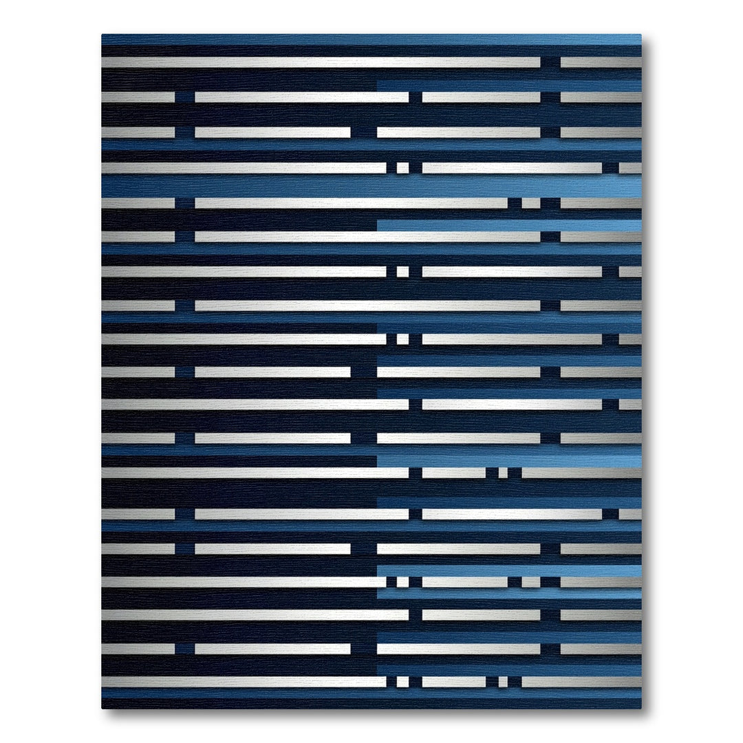 Deep Blue White Stripe Composition Rug