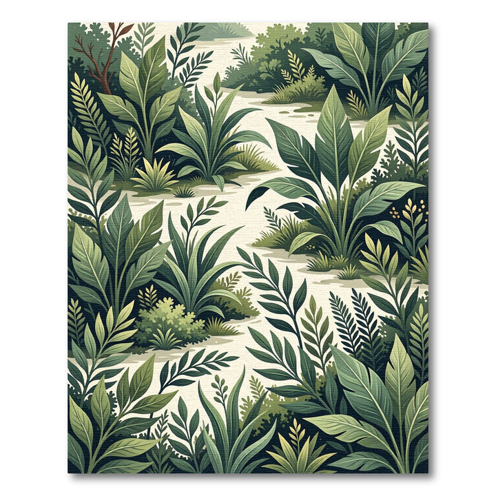 Verdant Lush Jungle Leaf Foliage Rug