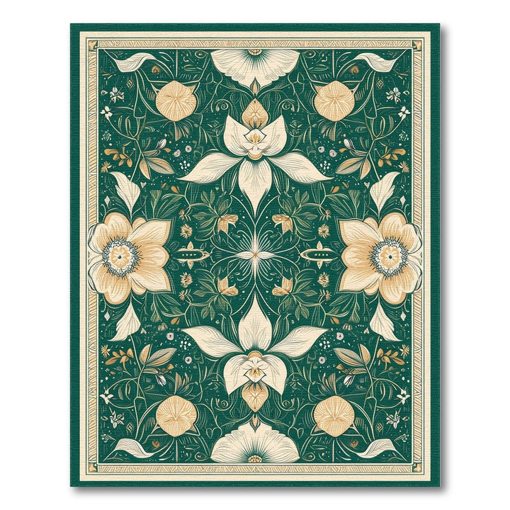 Green Floral Vintage Area Rug