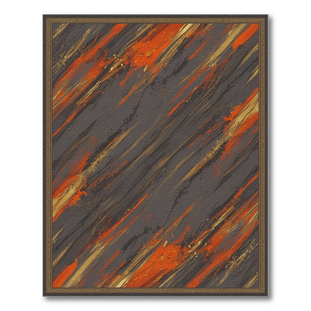 Grey Orange Abstract Area Rug