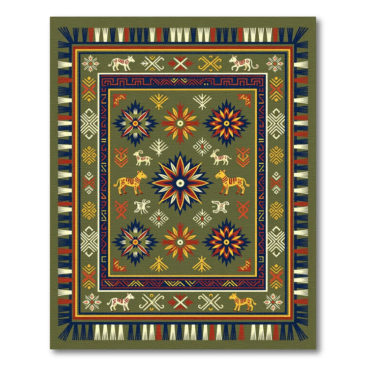 Bold Geometric Animal Floral Rug