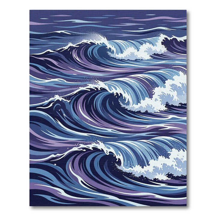Abstract Deep Blue Ocean Waves Rug